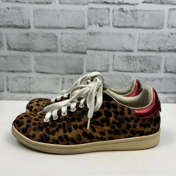 Isabel Marant Bart Leopard Print Calf Hair Low Top Sneaker Sz 39 - Picture 2 of 13